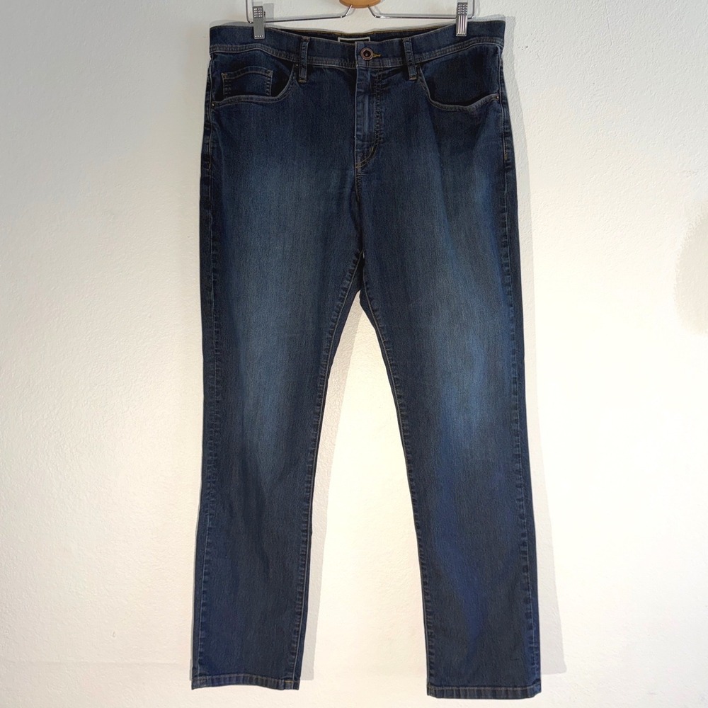 Travis Mathew Mens Dark Wash Blue Denim Stretch Jeans Size 36 Straight Leg